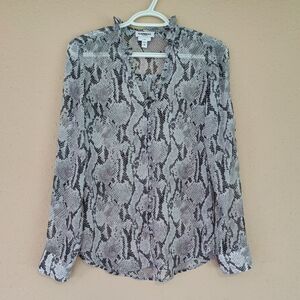 Express Portofino Slim Snake Print Button-Up Blouse